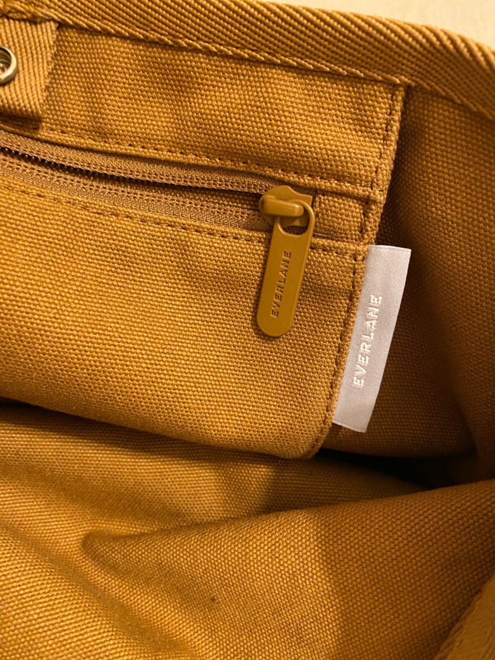 Everlane Canvas Tote Shoulder Bag In Camel. View 4